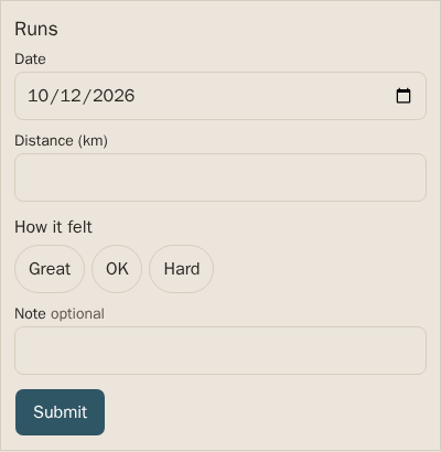 A pebble's form in an AI chat, with fields drawn from its table.